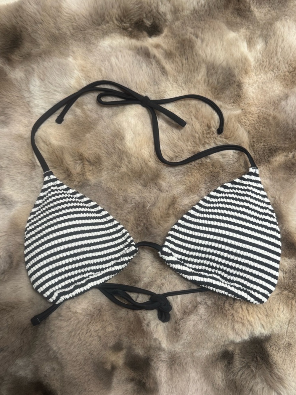 aerie Black and White Striped Bikini Top
